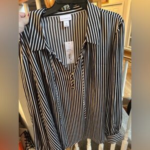 Gorgeous 5x LIZ Claiborne black & white silky dress shirt!  Perfect for holiday